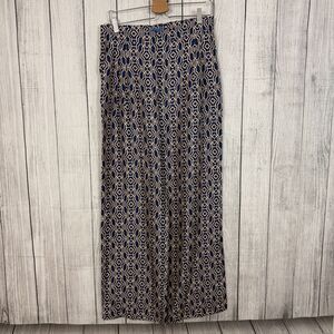 NWT J. McLaughlin Women's Size 10 Navy/Tan Bamboo Lane Silk Blend Wide Leg Pants